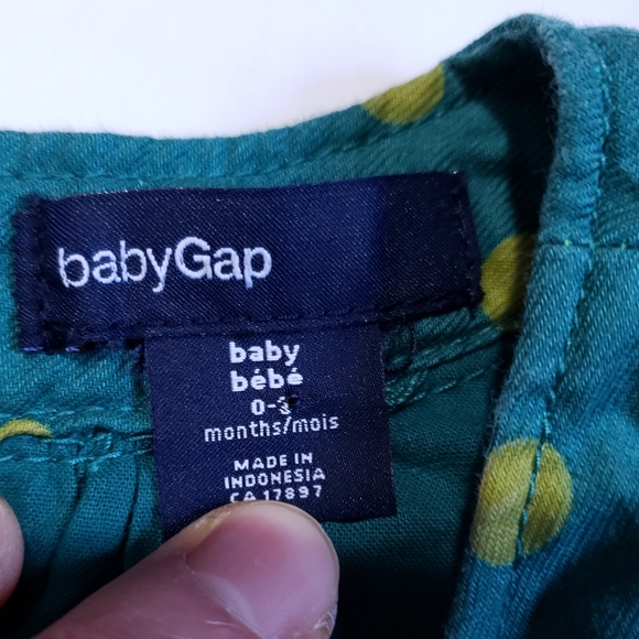0-3M GAP Blouse Polka Dot Teal Yellow - Picture 4 of 4